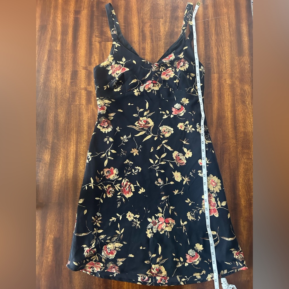 Vintage Late 90s/Y2K ESPRIT DE CORP. Floral Black SunDress Size 3/4 - Picture 5 of 8